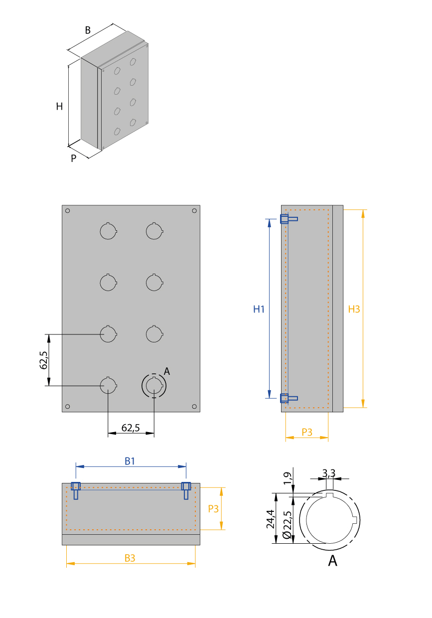 Disegno tecnico - Pulsantiere SC.X